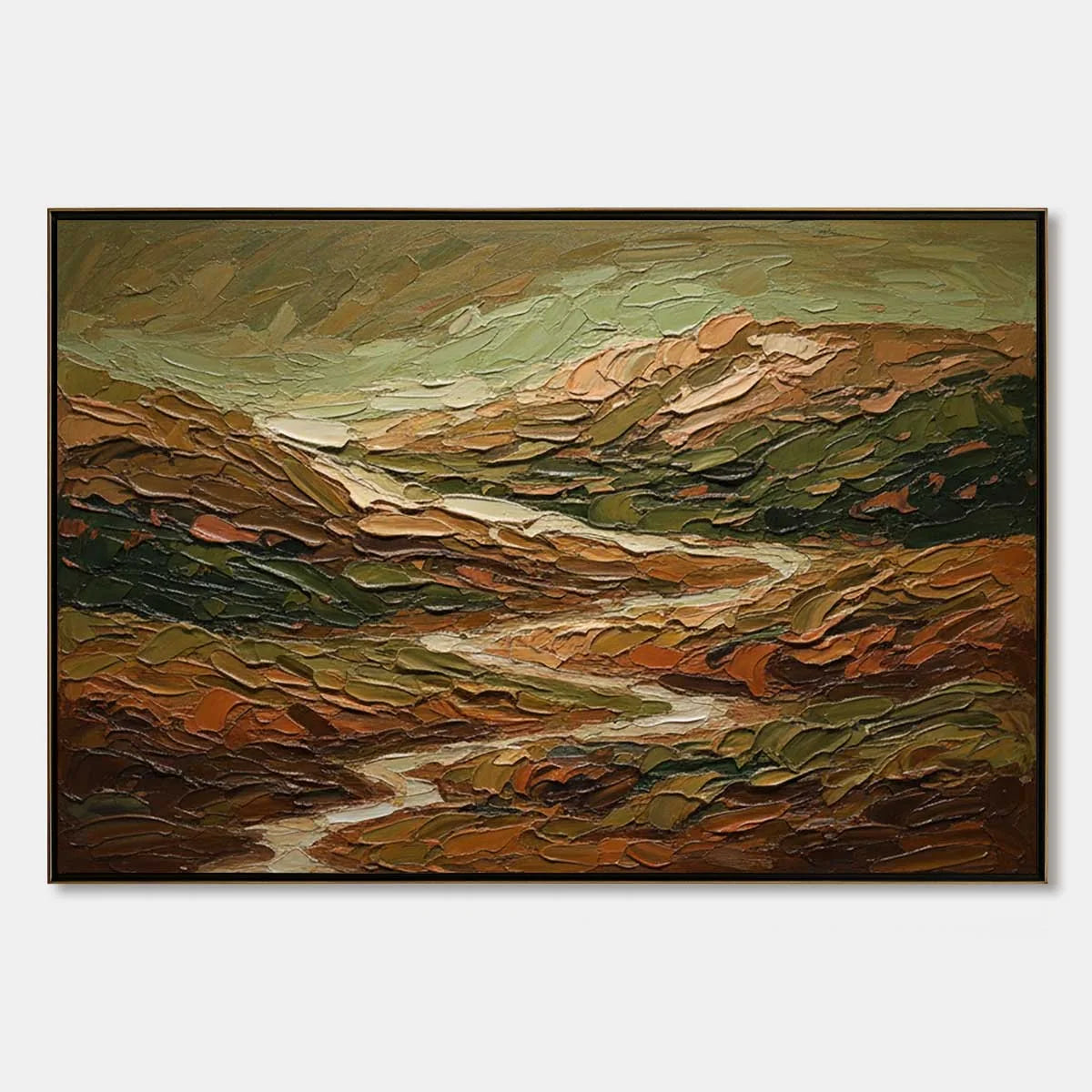 TERRA VISTA: Heavily Textured Abstract Landscape Oil Painting | hanging in living room, Abstract wall art