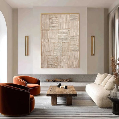 TERRA WEAVE: Heavy Textured Minimalist Wabi Sabi Wall Art | Minimalist closeup, raised brushwork detail