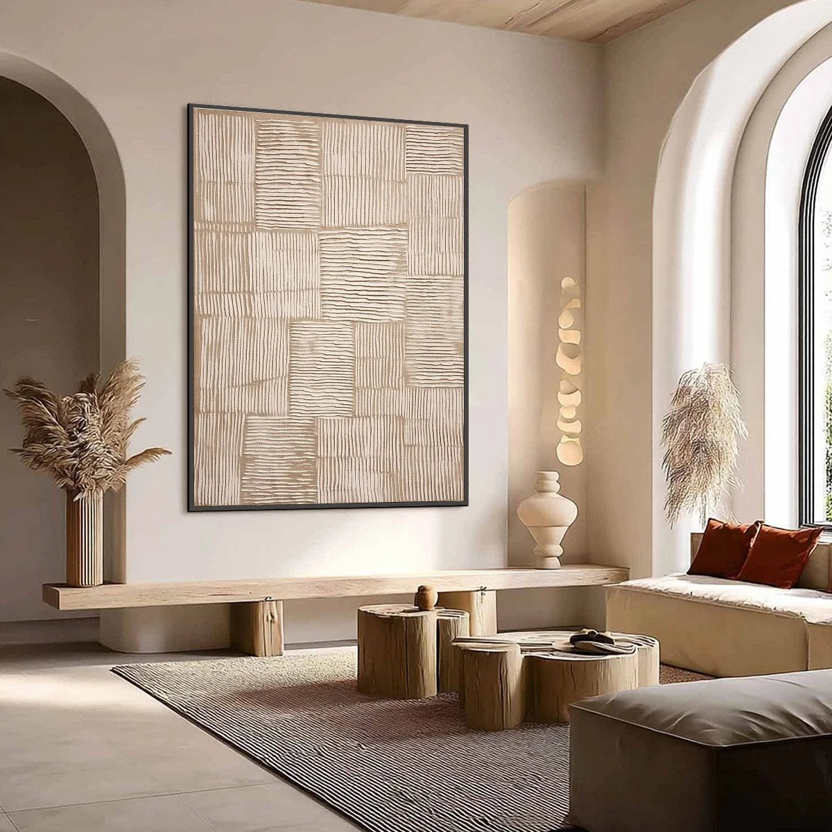 TERRA WEAVE: Heavy Textured Minimalist Wabi Sabi Wall Art | Minimalist mood, soft natural light studio shot