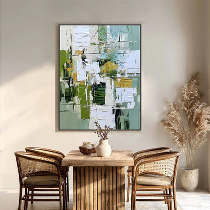 TERRACE VIEW: Textured Abstract Impasto Landscape Painting | Abstract closeup, raised brushwork detail