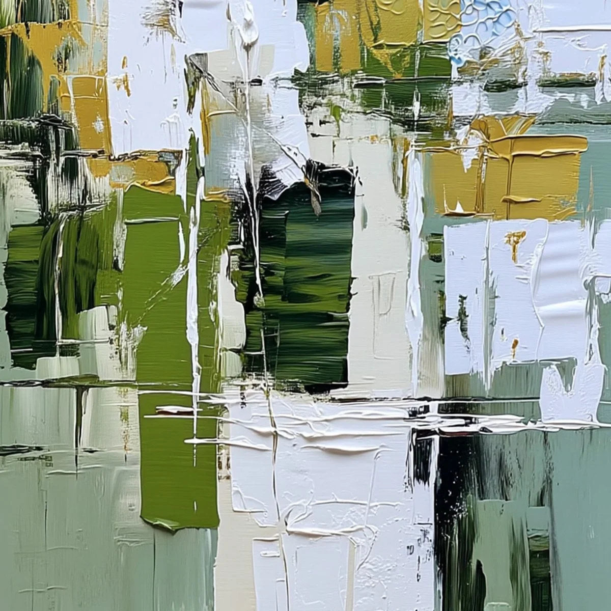 TERRACE VIEW: Textured Abstract Impasto Landscape Painting | rolled canvas, ready for custom framing