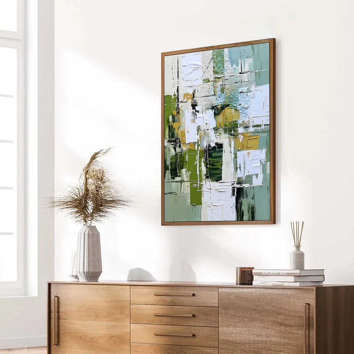 TERRACE VIEW: Textured Abstract Impasto Landscape Painting | multi-color palette, original oil on stretched canvas art