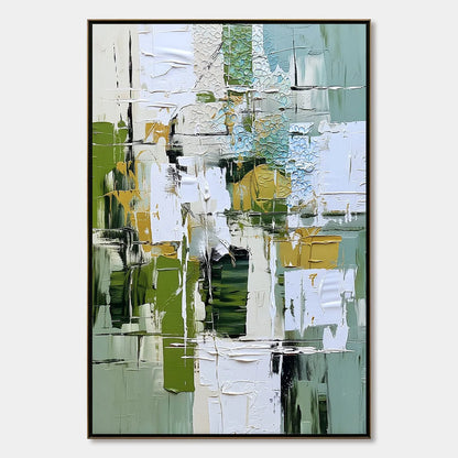 TERRACE VIEW: Textured Abstract Impasto Landscape Painting | hanging in living room, Abstract wall art