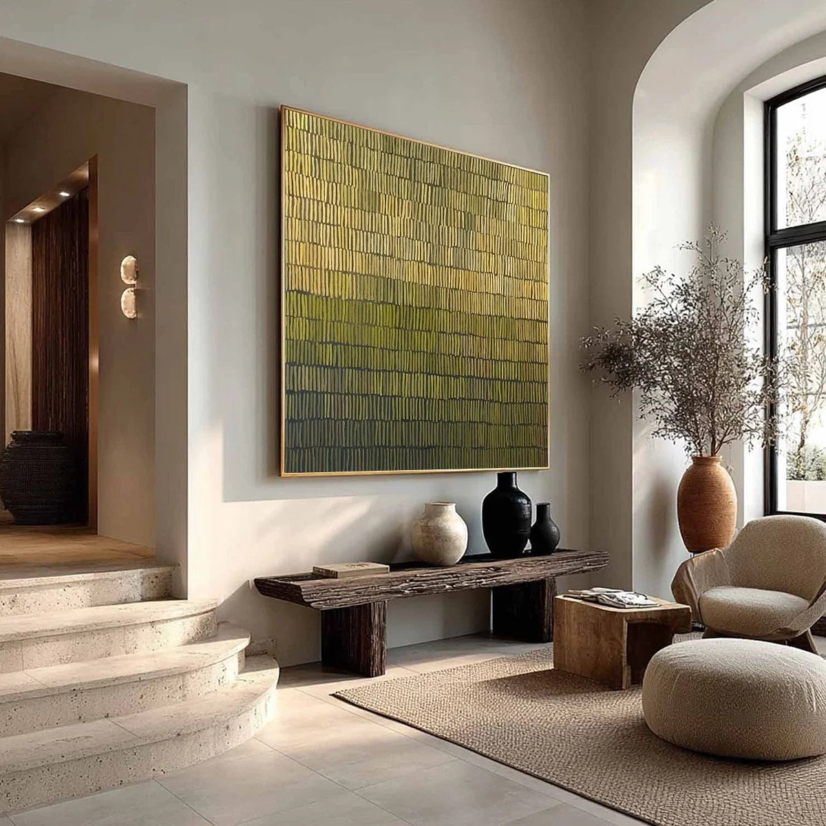 TERRACED SERENITY: Wabi Sabi Minimalist Abstract Painting | multi-color palette, original oil on stretched canvas art