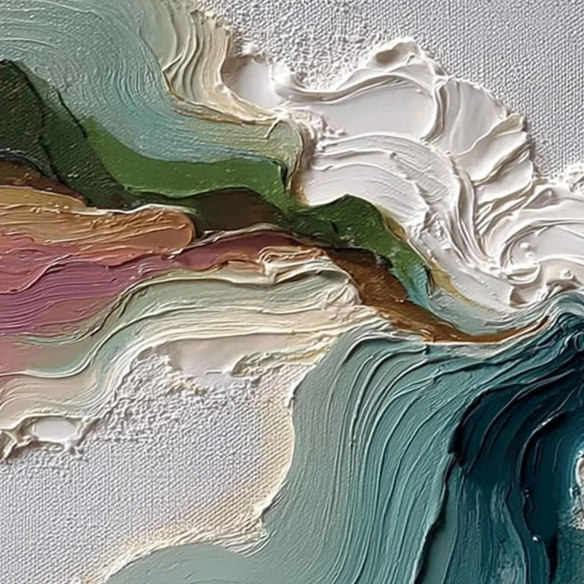 TERRAFLOW: Large Horizontal Abstract Impasto Landscape Painting | rectangular format, hand-painted canvas edge