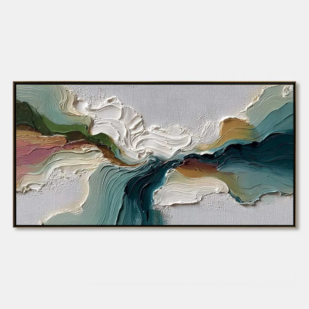 TERRAFLOW: Large Horizontal Abstract Impasto Landscape Painting | hanging in living room, Abstract wall art