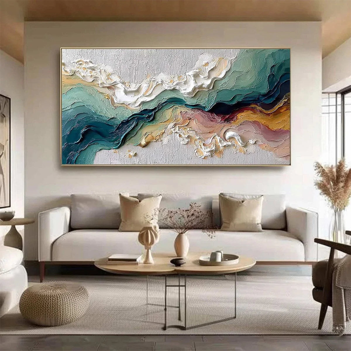 TERRAFLUX: Large Abstract Landscape Heavy Texture Palette Knife Painting | Abstract closeup, raised brushwork detail