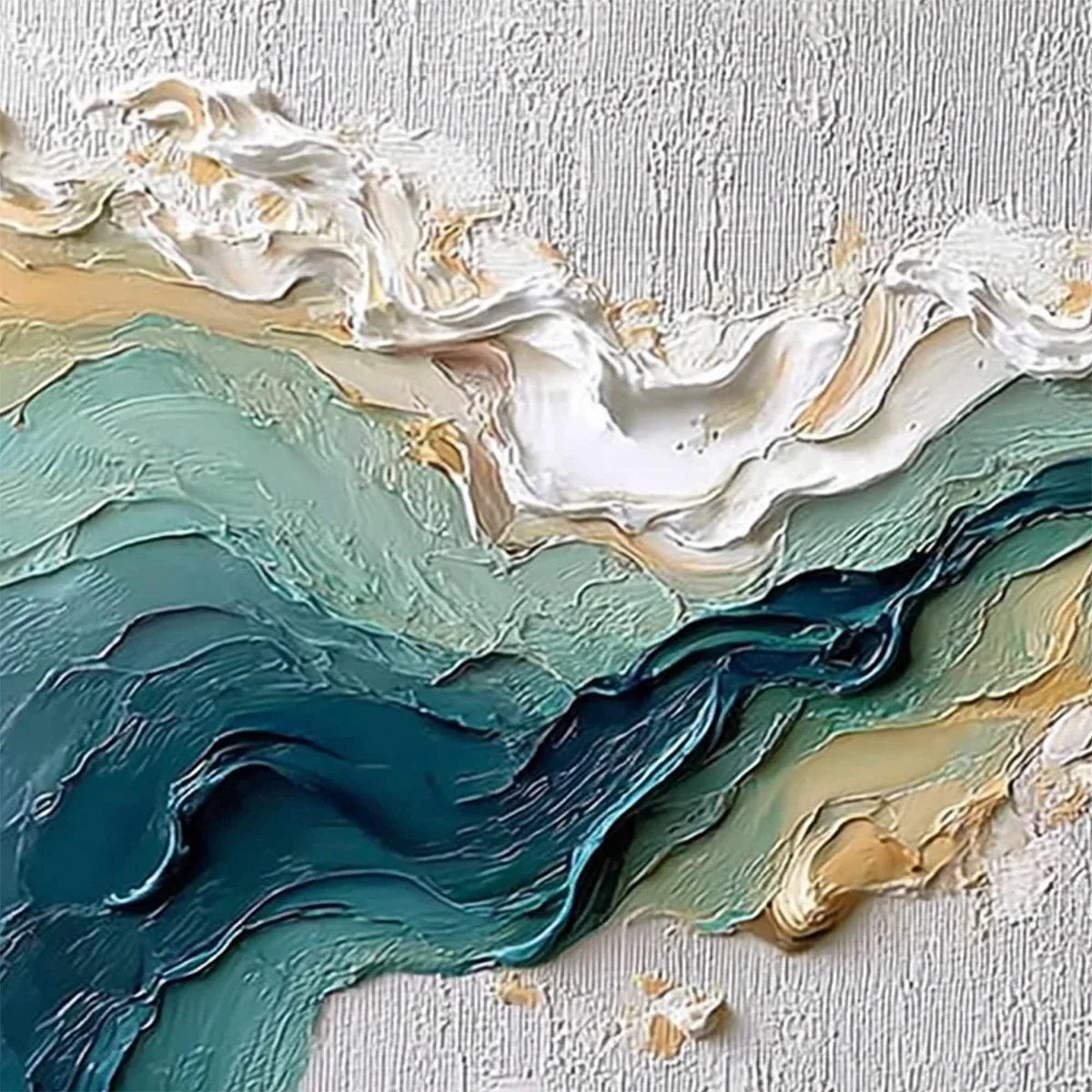 TERRAFLUX: Large Abstract Landscape Heavy Texture Palette Knife Painting | rectangular format, hand-painted canvas edge