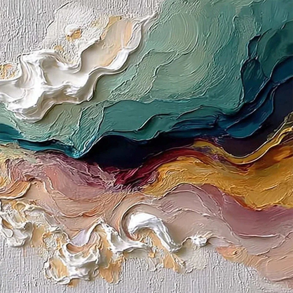 TERRAFLUX: Large Abstract Landscape Heavy Texture Palette Knife Painting | rolled canvas, ready for custom framing