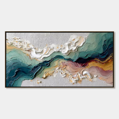 TERRAFLUX: Large Abstract Landscape Heavy Texture Palette Knife Painting | hanging in living room, Abstract wall art