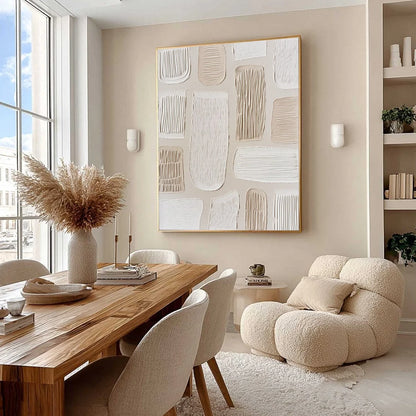 TERRAFORMS: Textured Wabi Sabi Abstract Painting in Neutral Tones | Abstract mood, soft natural light studio shot