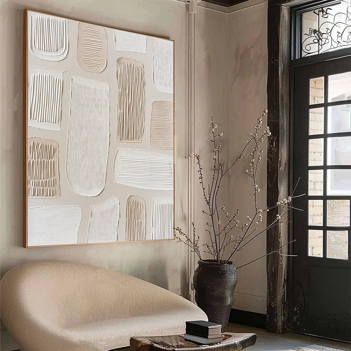 TERRAFORMS: Textured Wabi Sabi Abstract Painting in Neutral Tones | multi-color palette, original oil on stretched canvas art