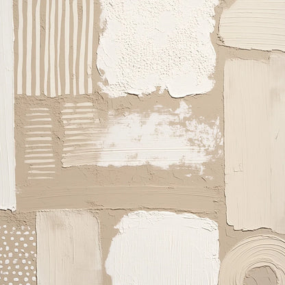 TERRAFORMS: Textured Wabi-Sabi Abstract Painting in Neutral Tones | rectangular format, hand-painted canvas edge