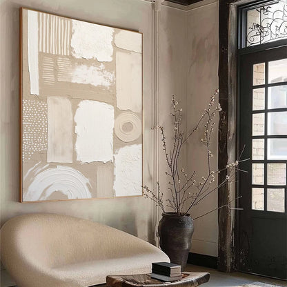 TERRAFORMS: Textured Wabi-Sabi Abstract Painting in Neutral Tones | multi-color palette, original oil on stretched canvas art