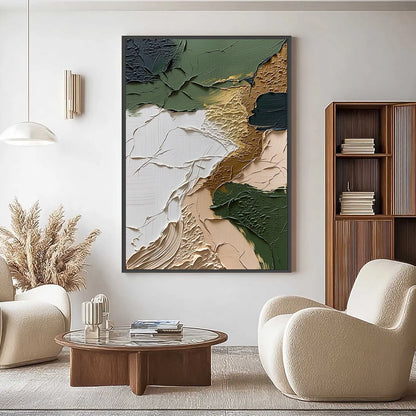 TERRAIN: Textured Wabi Sabi Abstract Painting in Earth Tones | Abstract closeup, raised brushwork detail