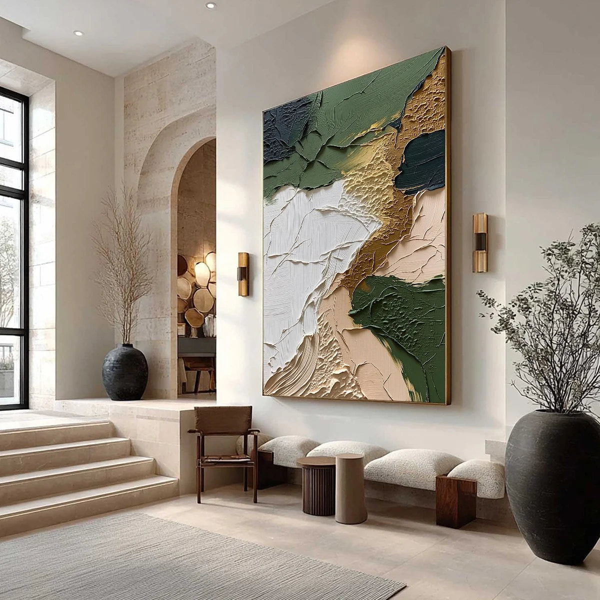 TERRAIN: Textured Wabi Sabi Abstract Painting in Earth Tones | Abstract mood, soft natural light studio shot