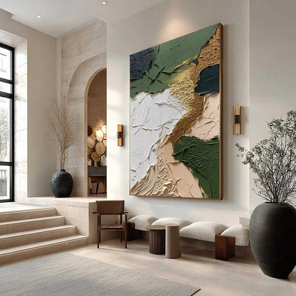 TERRAIN: Textured Wabi Sabi Abstract Painting in Earth Tones | Abstract mood, soft natural light studio shot