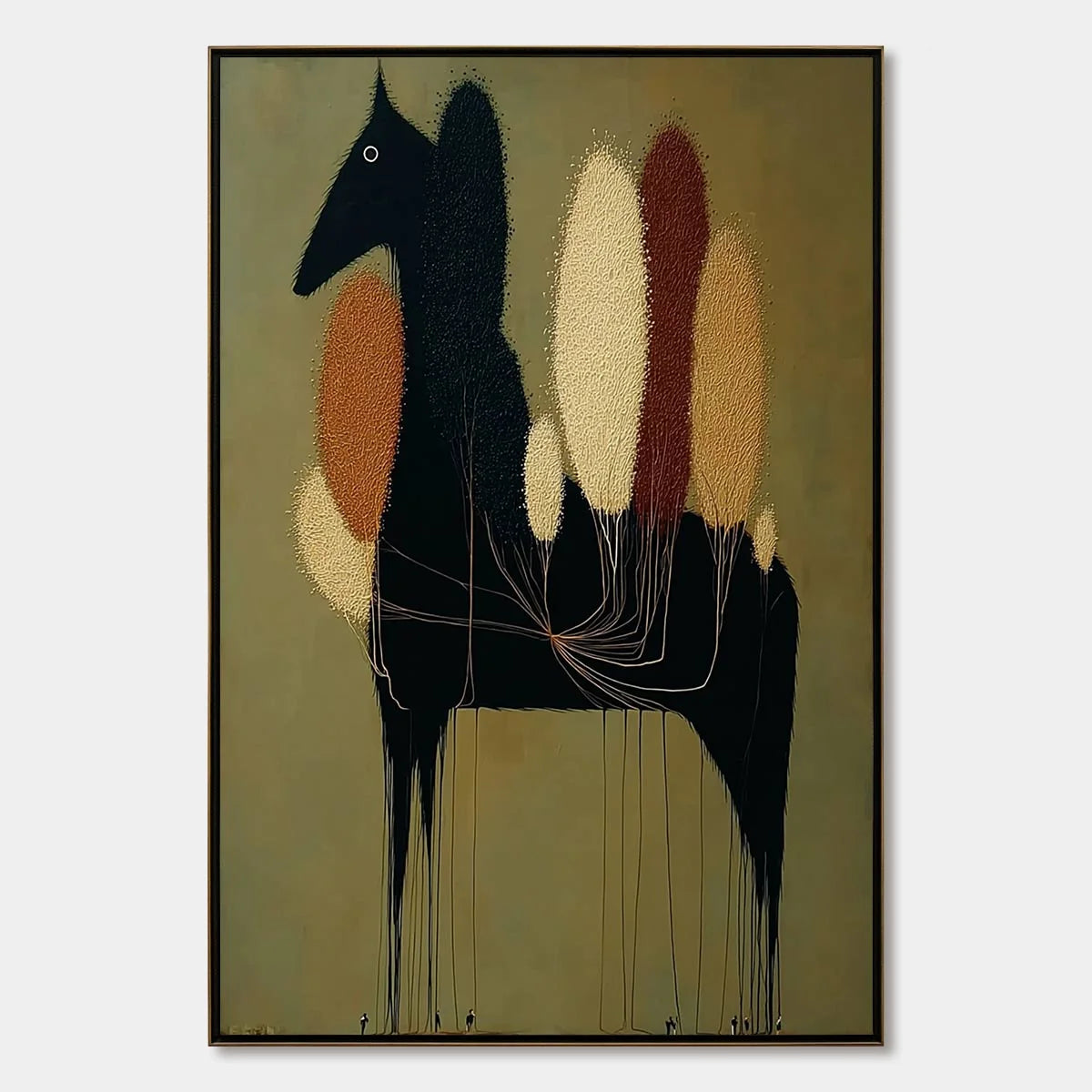 TERRANE STEED: Surreal Wabi Sabi Textured Horse and Tree Abstract Painting | hanging in living room, Figurative wall art