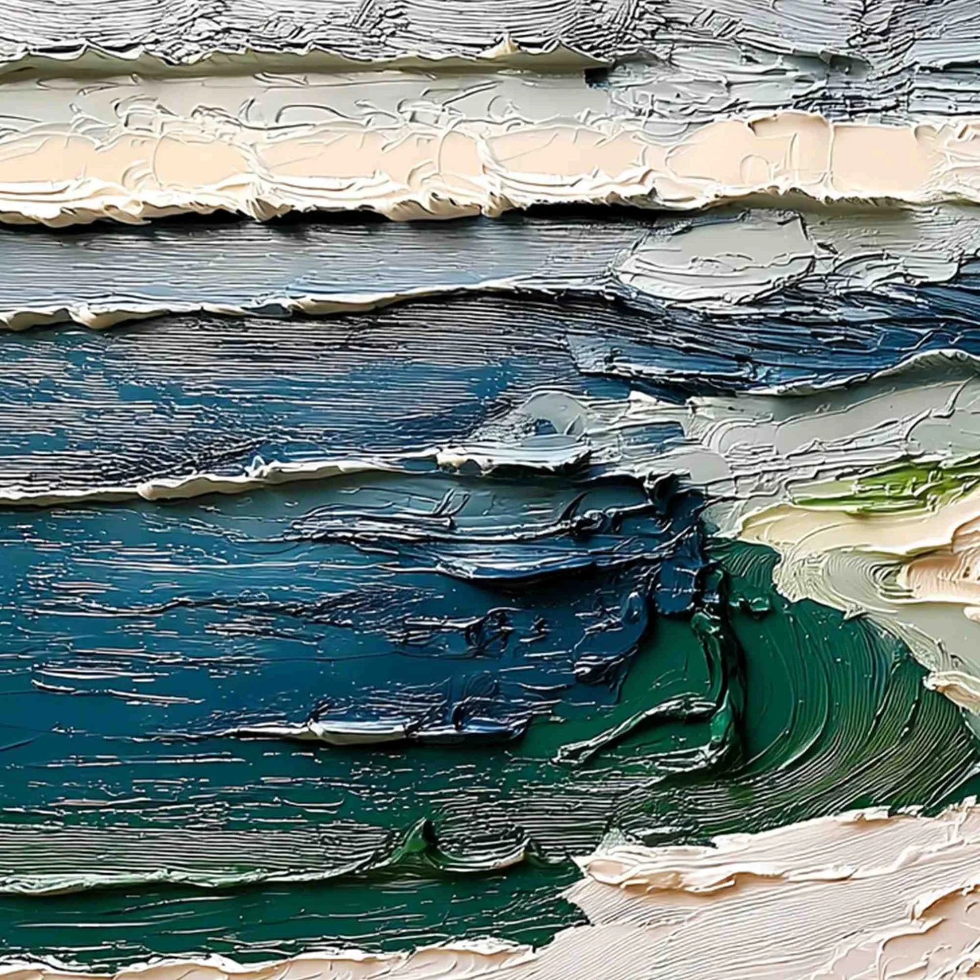 TERRA'S EDGE: Textured Wabi Sabi Coastal Abstract Painting | rectangular format, hand-painted canvas edge