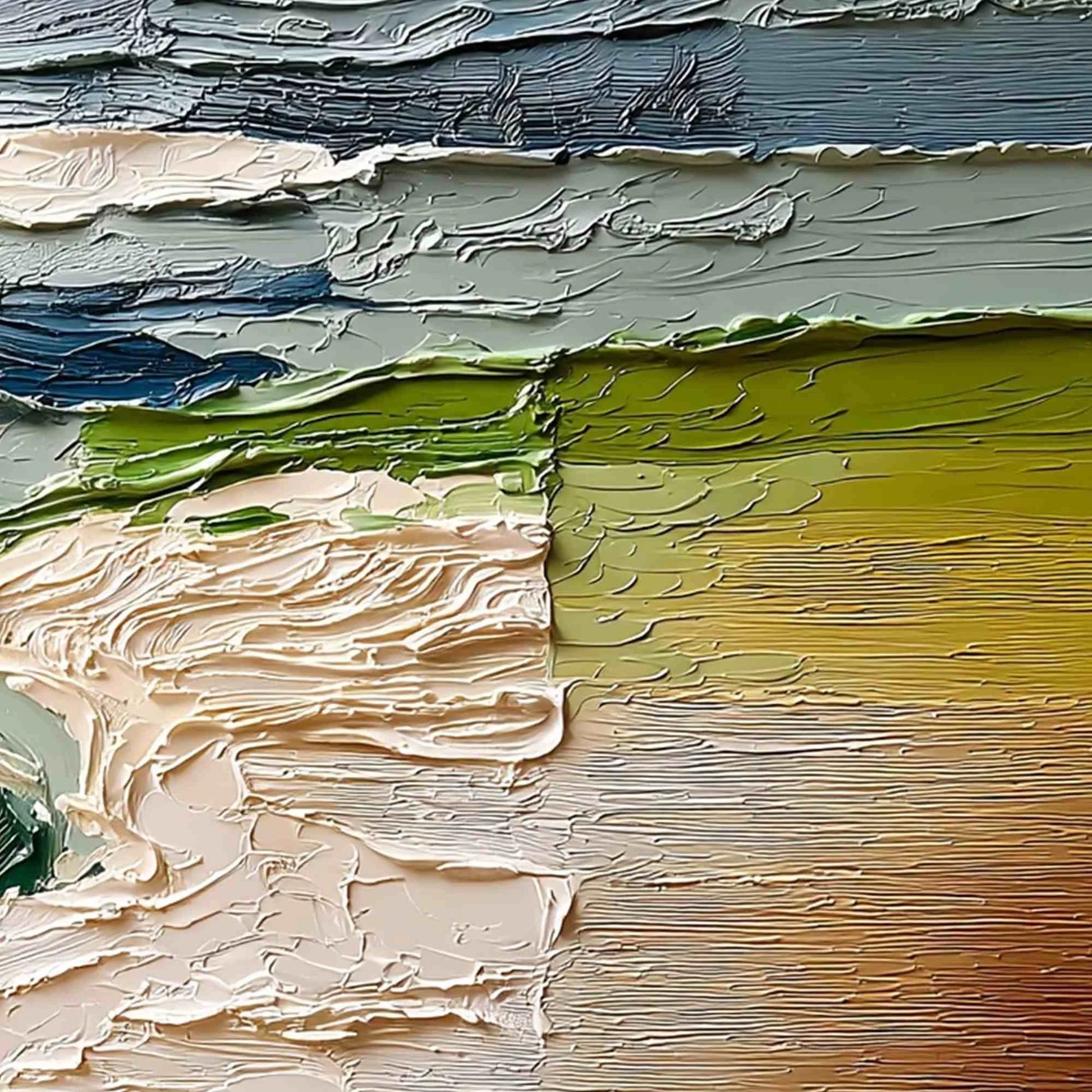 TERRA'S EDGE: Textured Wabi Sabi Coastal Abstract Painting | rolled canvas, ready for custom framing