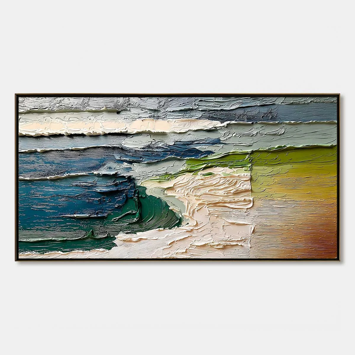 TERRA'S EDGE: Textured Wabi Sabi Coastal Abstract Painting | hanging in living room, Abstract wall art