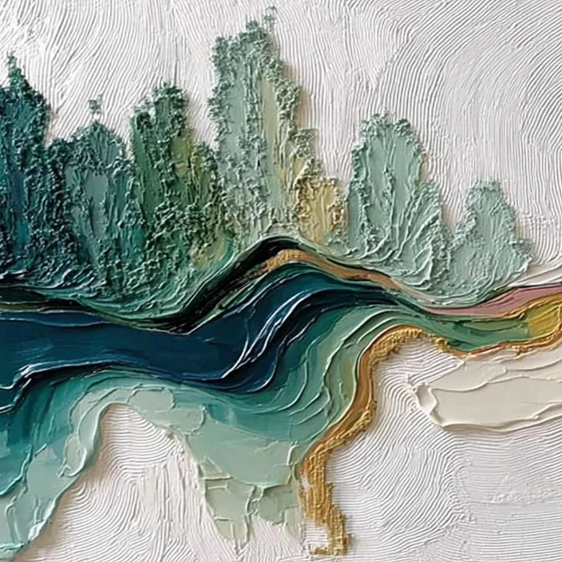 TERRA'S VEINS: Textured Abstract Landscape Impasto Oil Painting | rectangular format, hand-painted canvas edge