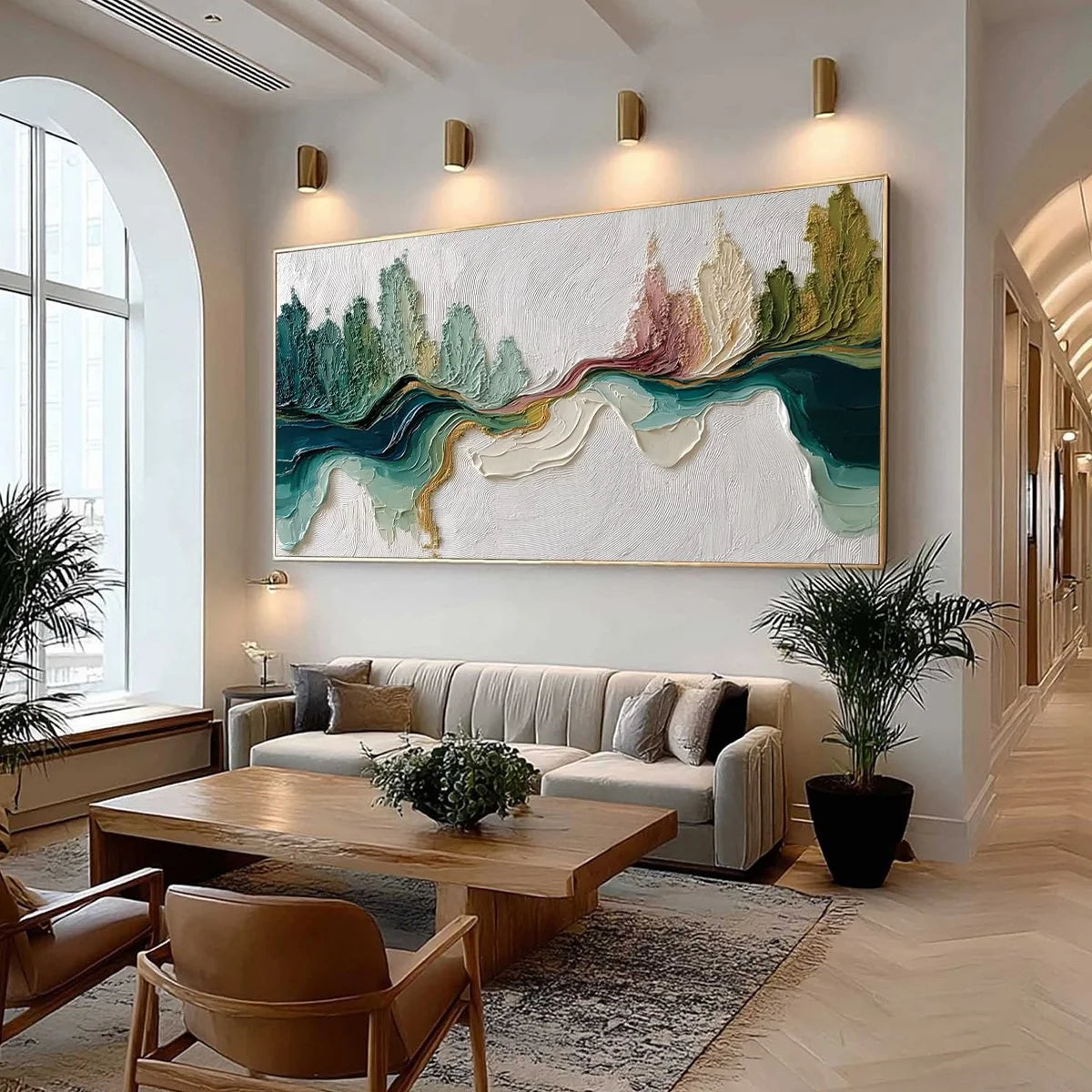 TERRA'S VEINS: Textured Abstract Landscape Impasto Oil Painting | Abstract mood, soft natural light studio shot