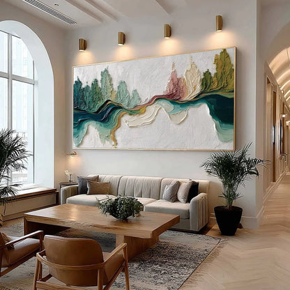 TERRA'S VEINS: Textured Abstract Landscape Impasto Oil Painting | Abstract mood, soft natural light studio shot