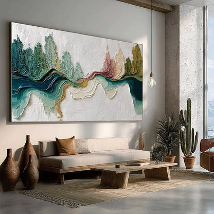 TERRA'S VEINS: Textured Abstract Landscape Impasto Oil Painting | multi-color palette, original oil on stretched canvas art