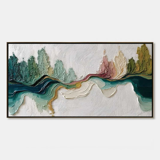 TERRA'S VEINS: Textured Abstract Landscape Impasto Oil Painting | hanging in living room, Abstract wall art