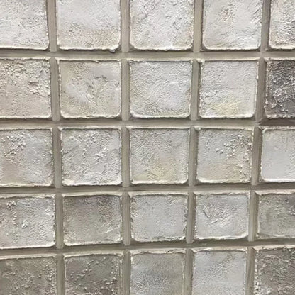 TESSELLATION: Textured Minimalist Abstract White Oil Painting | rectangular format, hand-painted canvas edge