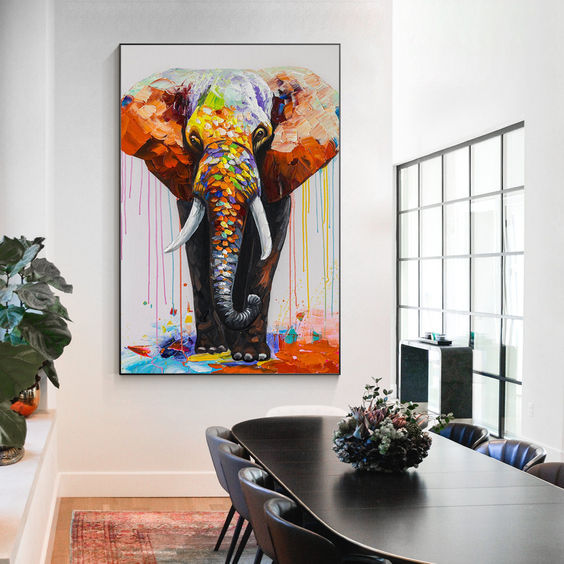 Textured 3D Elephant Painting: Colorful Abstract Wall Art #6