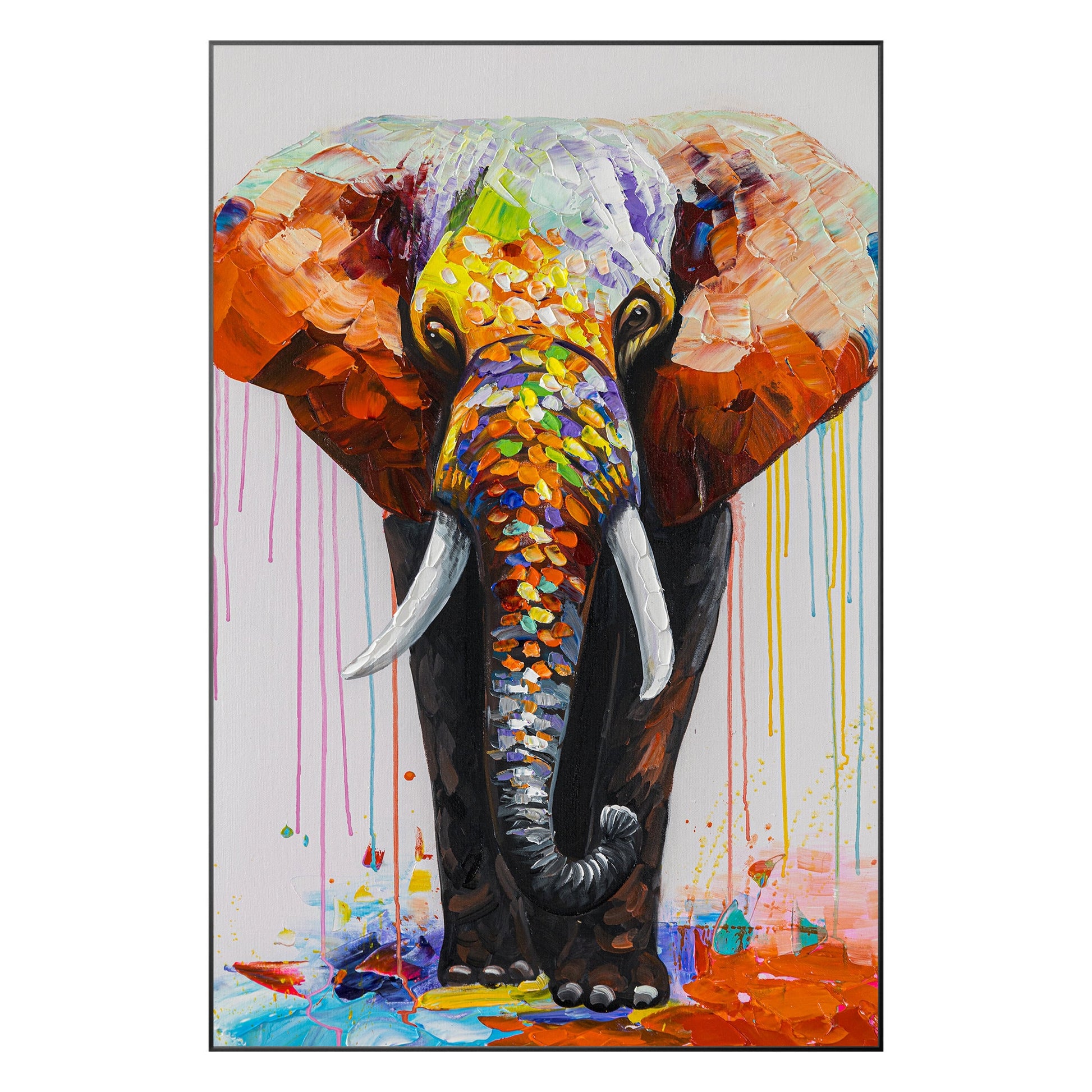 Textured 3D Elephant Painting: Colorful Abstract Wall Art #8