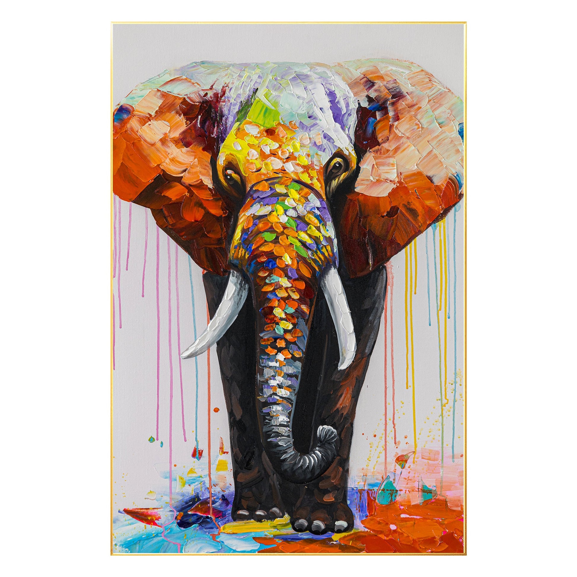 Textured 3D Elephant Painting: Colorful Abstract Wall Art #9