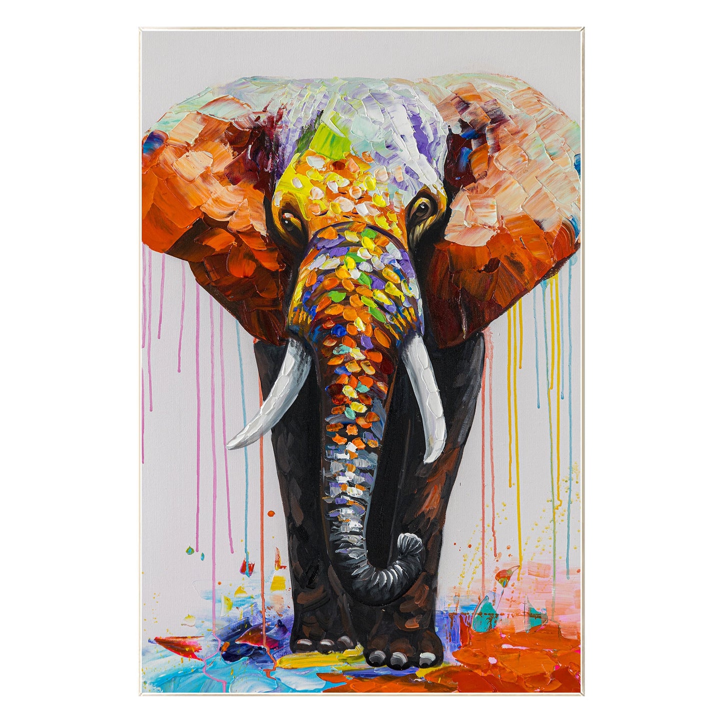 Textured 3D Elephant Painting: Colorful Abstract Wall Art #10
