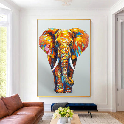 Textured 3D Elephant Painting: Colorful POP Art on Canvas #4