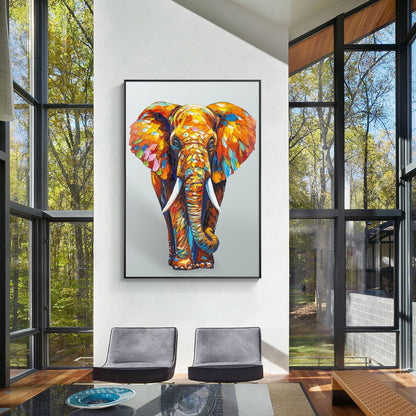 Textured 3D Elephant Painting: Colorful POP Art on Canvas #5