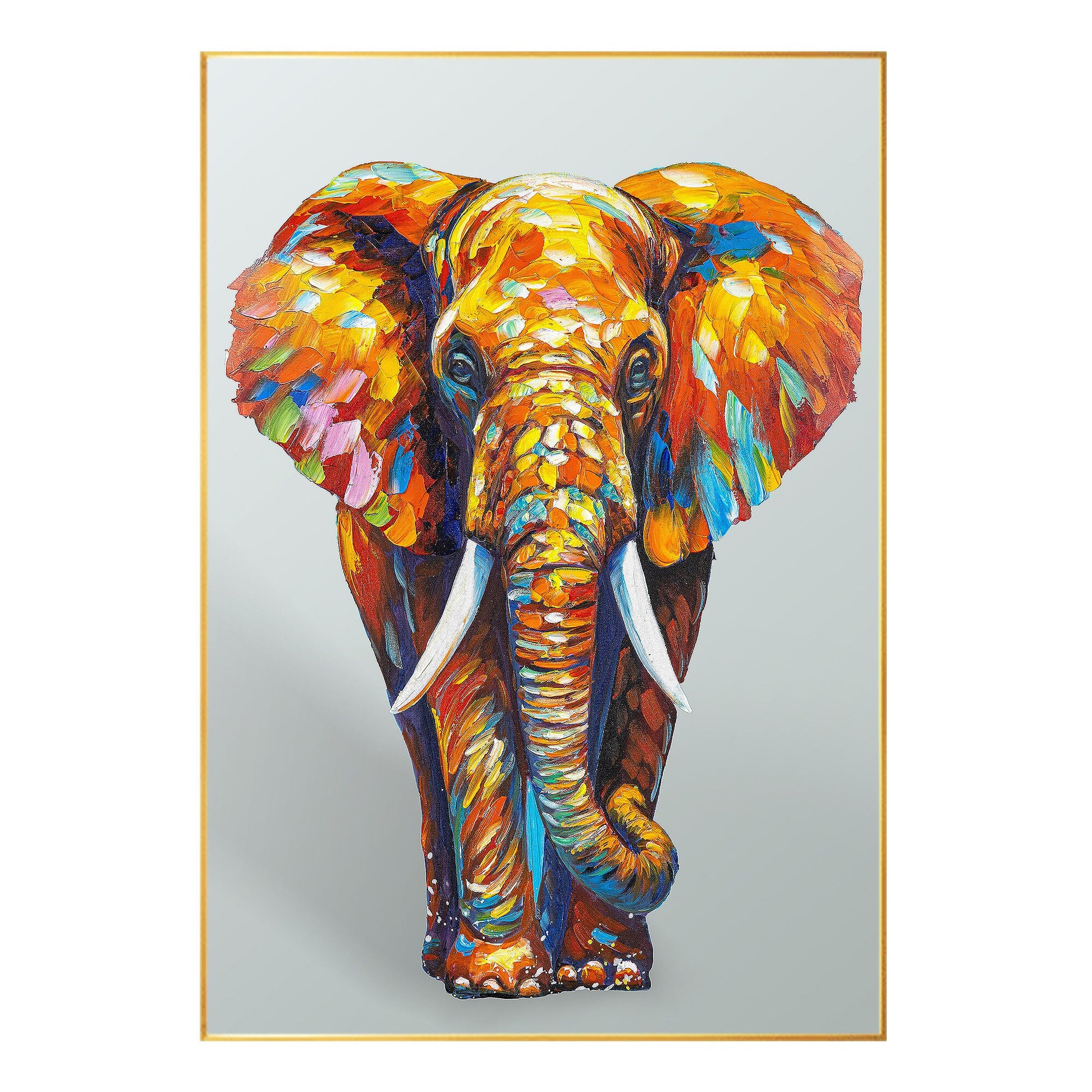 Textured 3D Elephant Painting: Colorful POP Art on Canvas #7