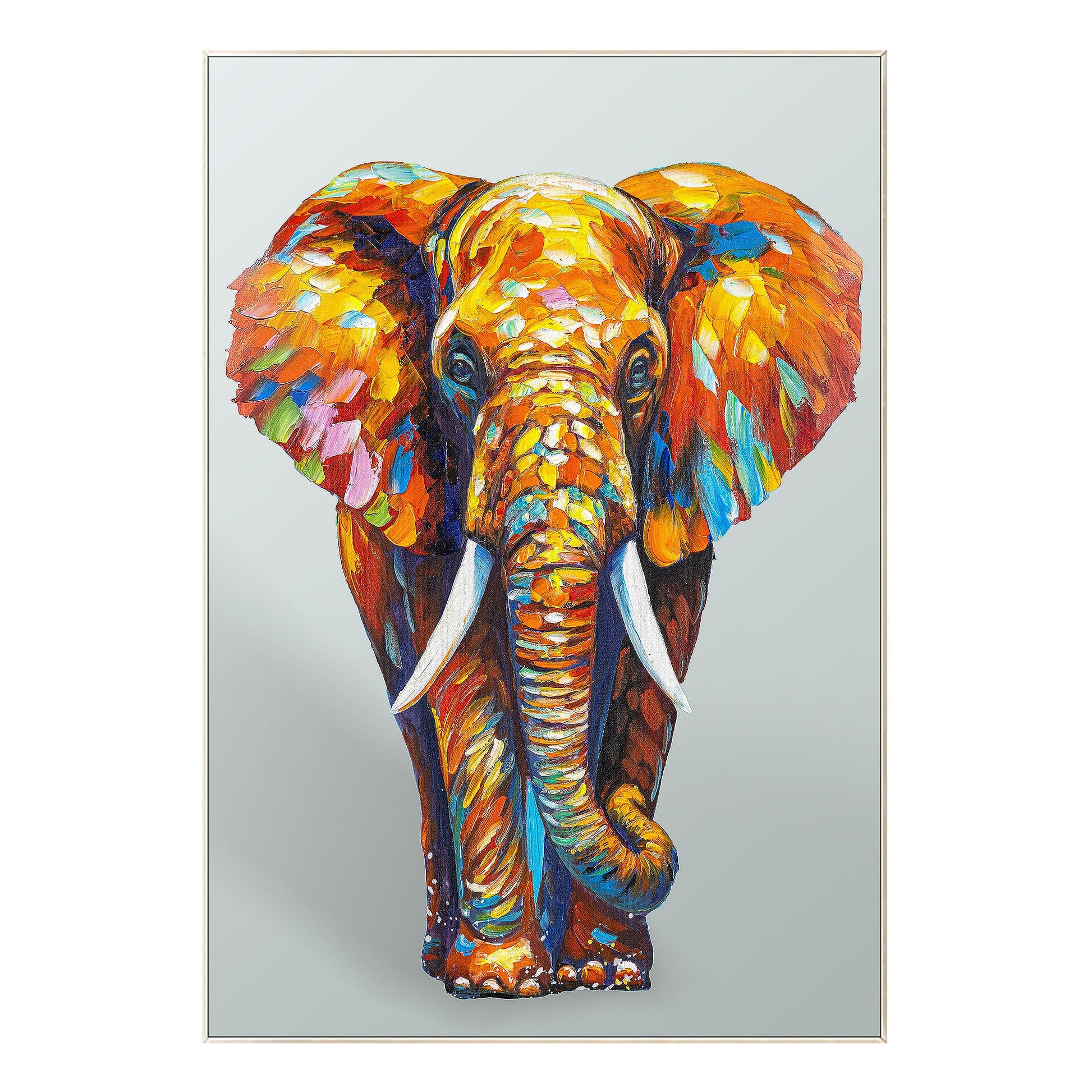 Textured 3D Elephant Painting: Colorful POP Art on Canvas #8