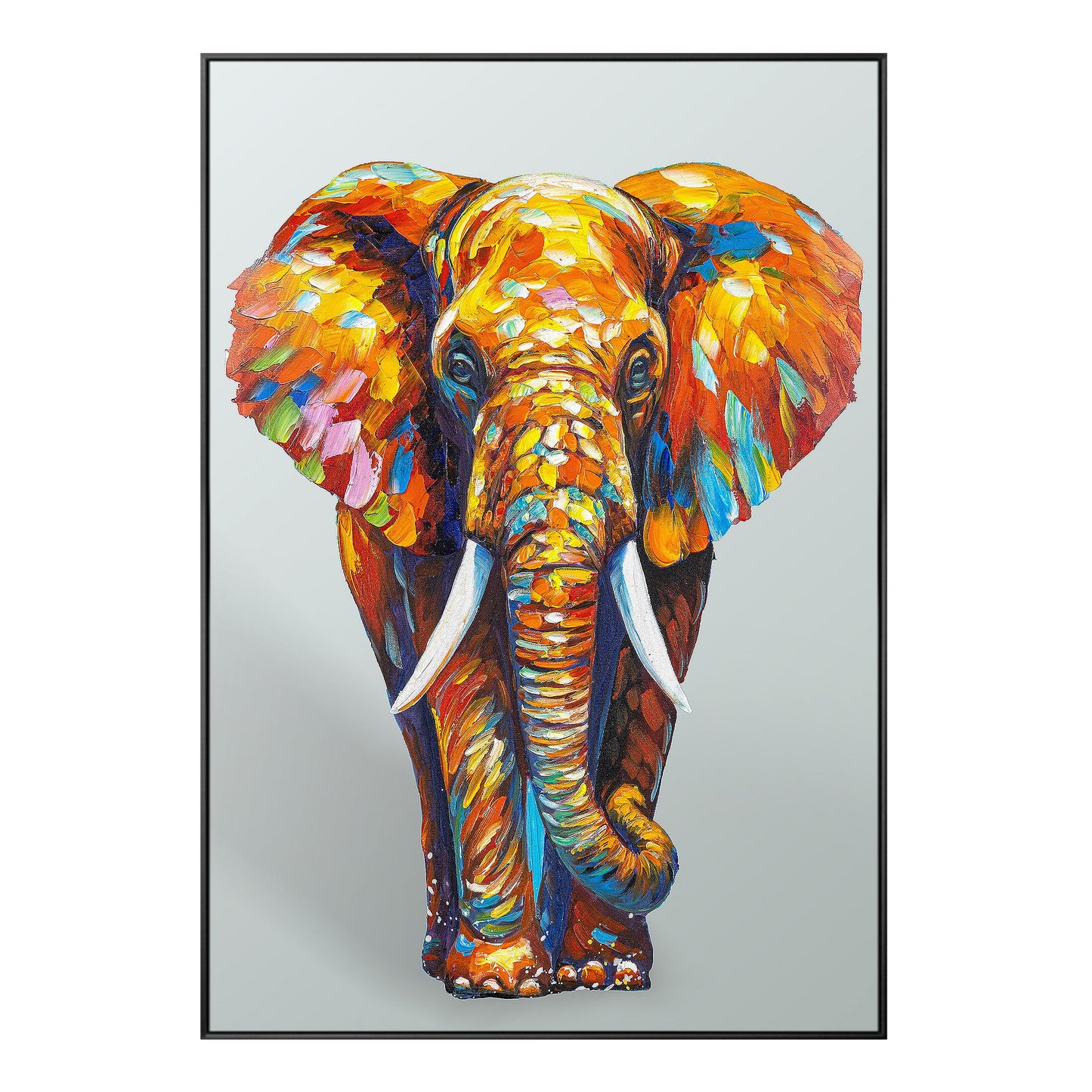 Textured 3D Elephant Painting: Colorful POP Art on Canvas #9