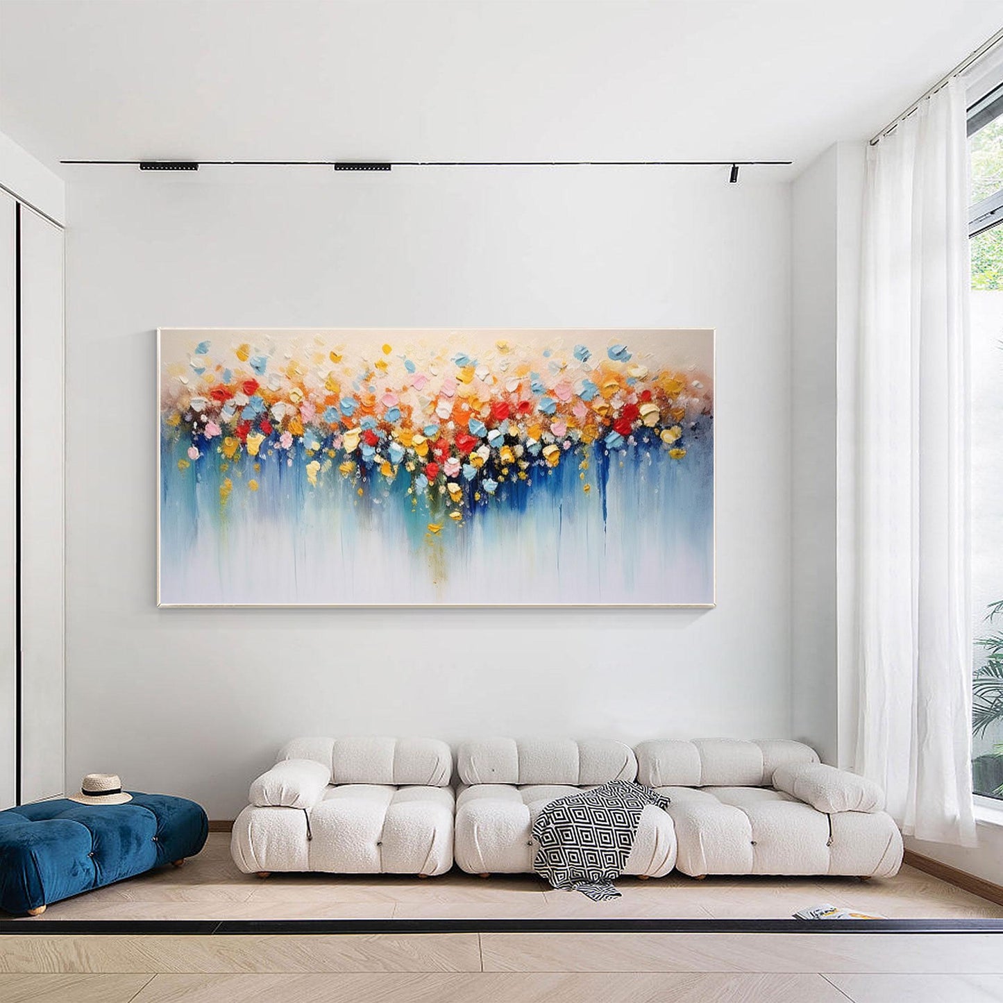 Textured 3D Flowers Painting: Colorful Abstract Floral Canvas Wall Art #4