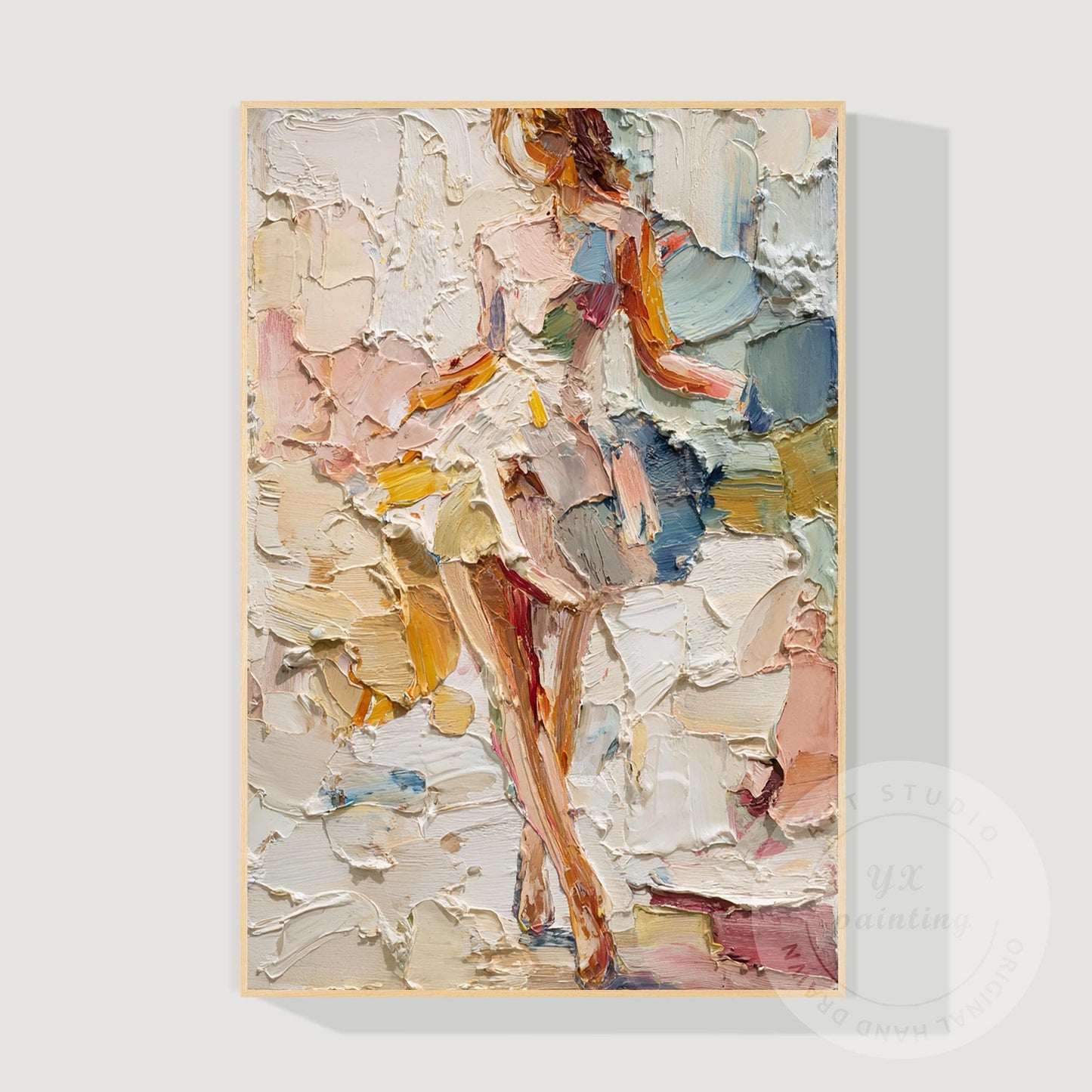 Textured Abstract Female Portrait, Palette Knife Woman Artwork, Contemporary Fig #11