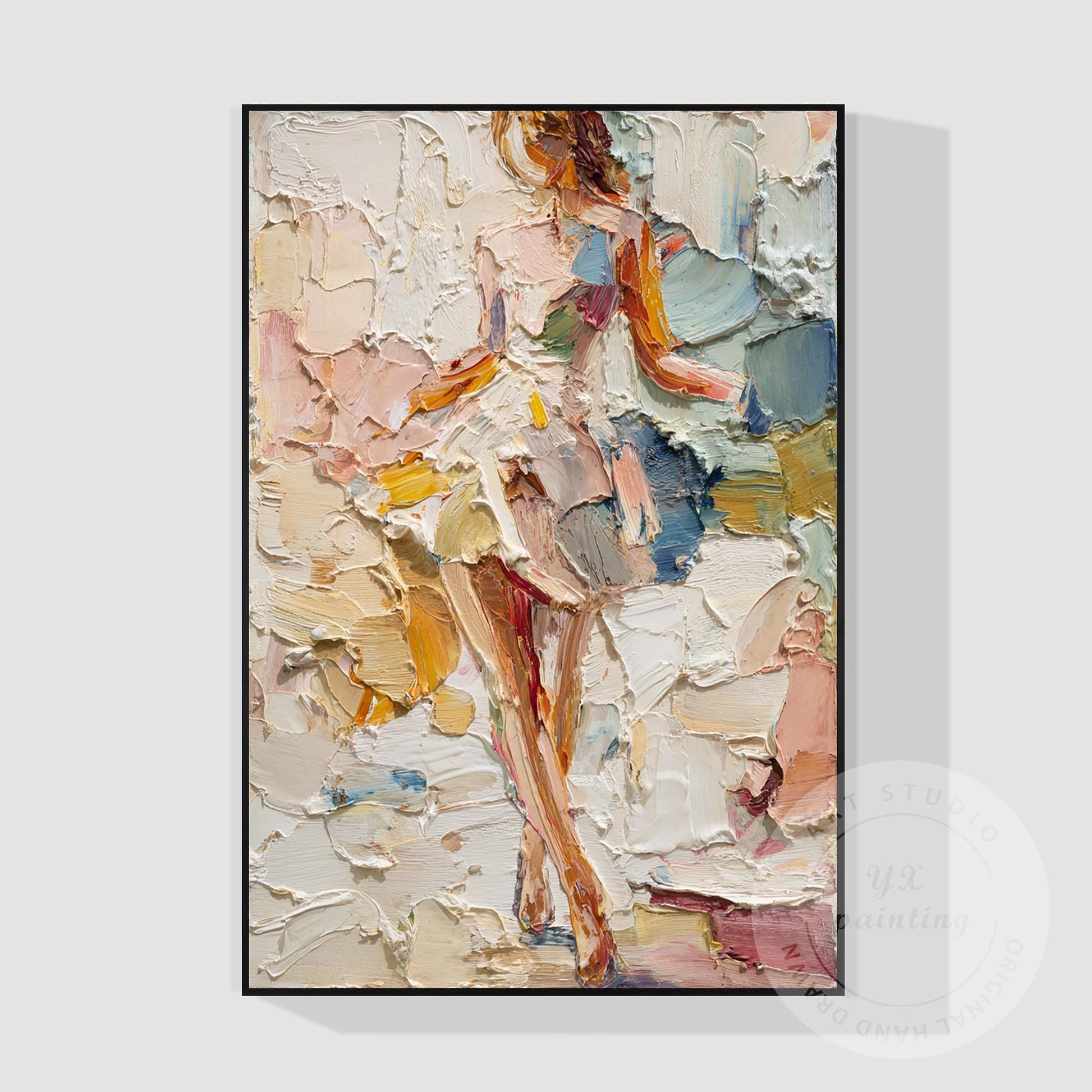 Textured Abstract Female Portrait, Palette Knife Woman Artwork, Contemporary Fig #8
