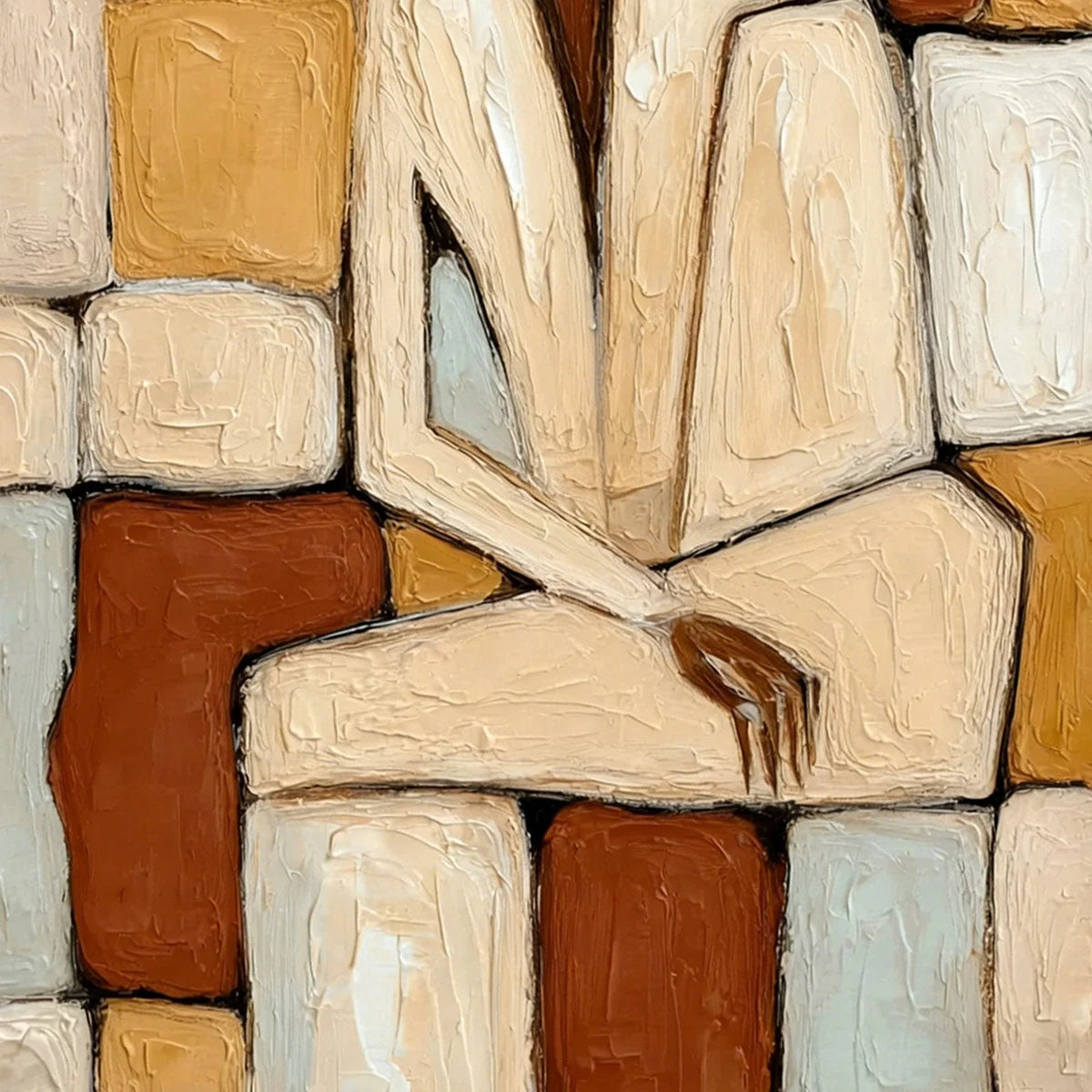 SOLITUDE: Textured Abstract Figurative Painting in Earth Tones | rolled canvas, ready for custom framing