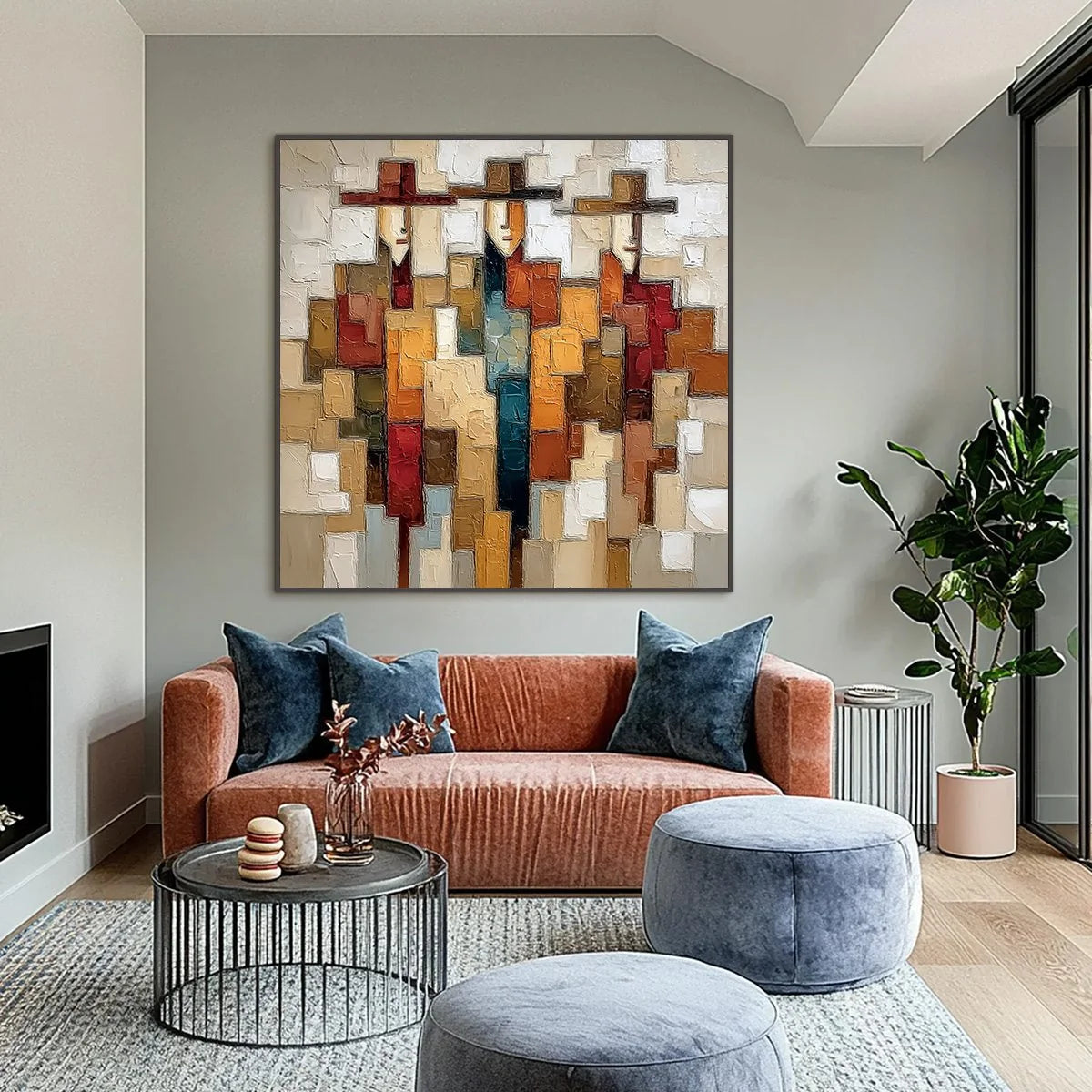 THE COMPANIONS: Textured Abstract Figurative Painting | Figurative closeup, raised brushwork detail