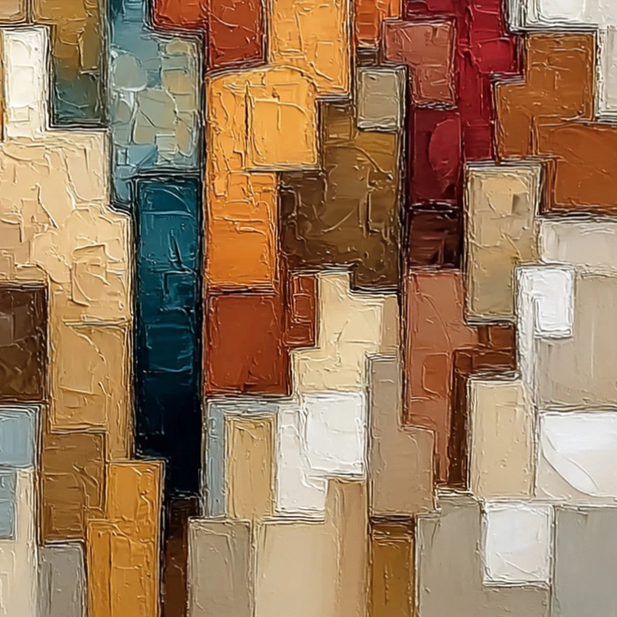 THE COMPANIONS: Textured Abstract Figurative Painting | rectangular format, hand-painted canvas edge
