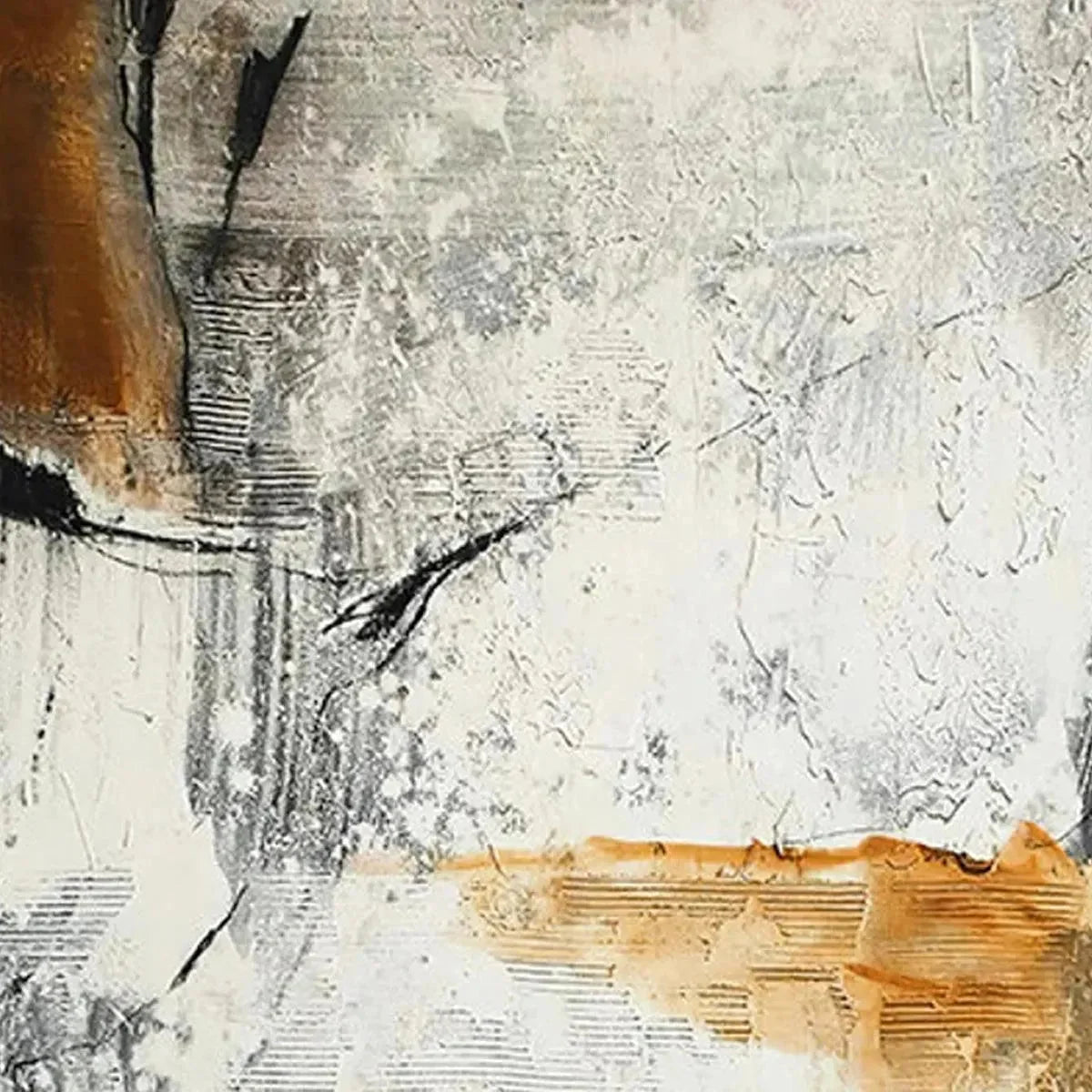 TEXTURED ABSTRACT IN BROWN AND WHITE: Modern Abstract Painting, Vertical Wall Art | gold frame stretched on neutral wall