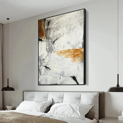 TEXTURED ABSTRACT IN BROWN AND WHITE: Modern Abstract Painting, Vertical Wall Art | rolled canvas, ready for custom framing