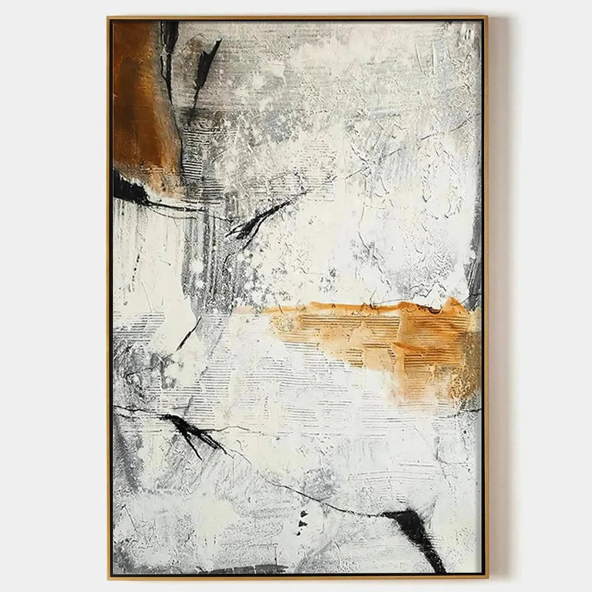 TEXTURED ABSTRACT IN BROWN AND WHITE: Modern Abstract Painting, Vertical Wall Art | hanging in living room, Abstract wall art