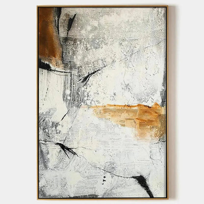 TEXTURED ABSTRACT IN BROWN AND WHITE: Modern Abstract Painting, Vertical Wall Art | hanging in living room, Abstract wall art